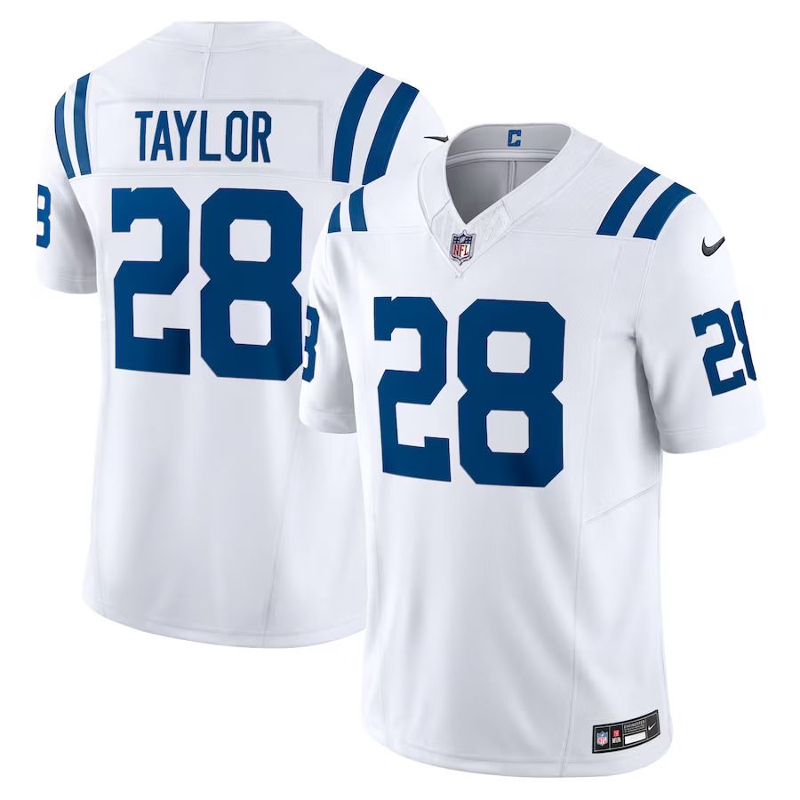 Men Indianapolis Colts 28 Jonathan Taylor Nike White Vapor F.U.S.E. Limited NFL Jersey